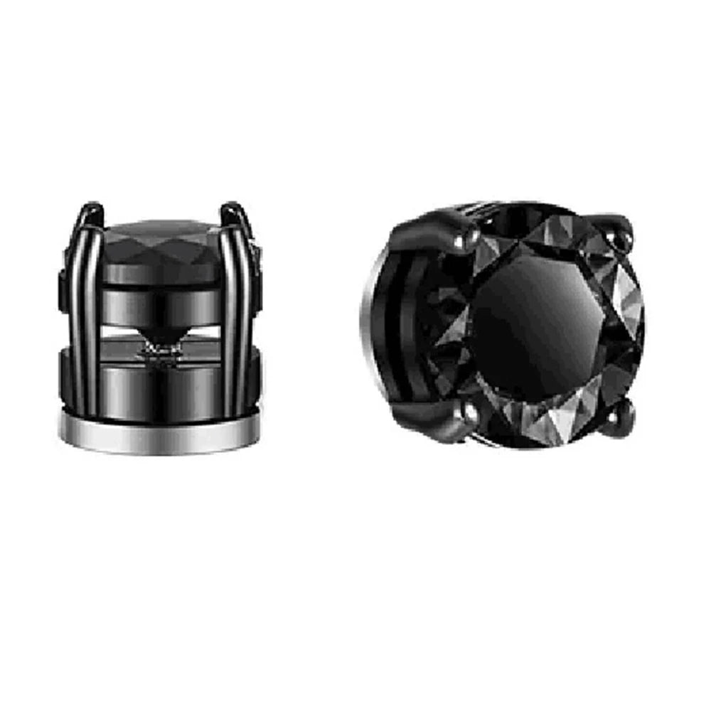 10 Pairs of fashionable men's round zircon asymmetric leaf stainless steel magnet earring set without ear holes Set ﻿