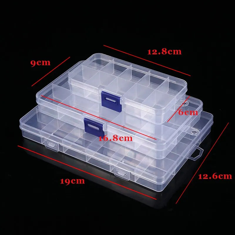 10grids 15grids 24grids Plastic Storage Jewelry Box Compartment Adjustable Beads Boxes For Jewelry Organizer Rectangle Box Case