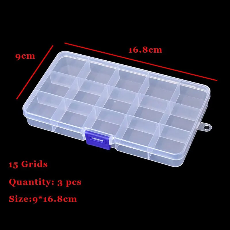 10grids 15grids 24grids Plastic Storage Jewelry Box Compartment Adjustable Beads Boxes For Jewelry Organizer Rectangle Box Case