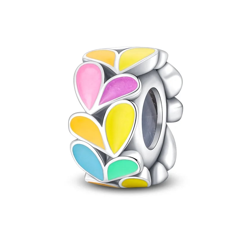 100% 925 Sterling Silver Rainbow Zircon Colorful Butterfly Dragon Shaped Silicone Stopper Charms Beads Fit DIY Bracelets Jewelry
