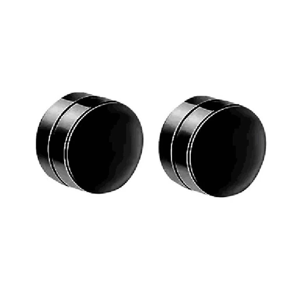 10 Pairs of fashionable men's round zircon asymmetric leaf stainless steel magnet earring set without ear holes Set ﻿
