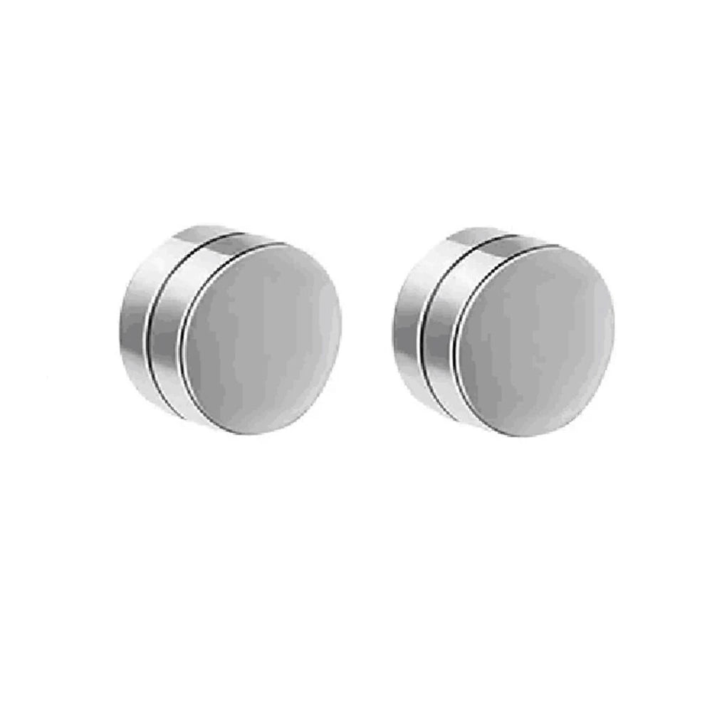 10 Pairs of fashionable men's round zircon asymmetric leaf stainless steel magnet earring set without ear holes Set ﻿