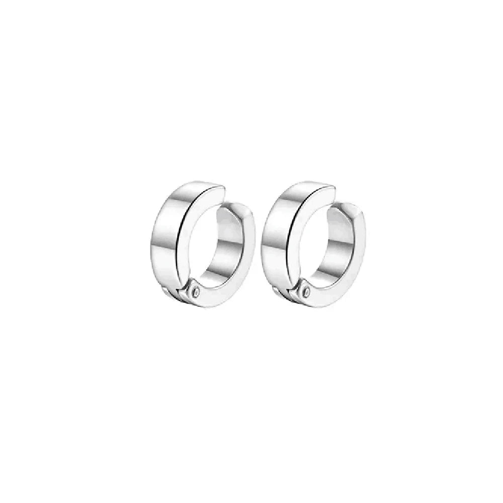 10 Pairs of fashionable men's round zircon asymmetric leaf stainless steel magnet earring set without ear holes Set ﻿